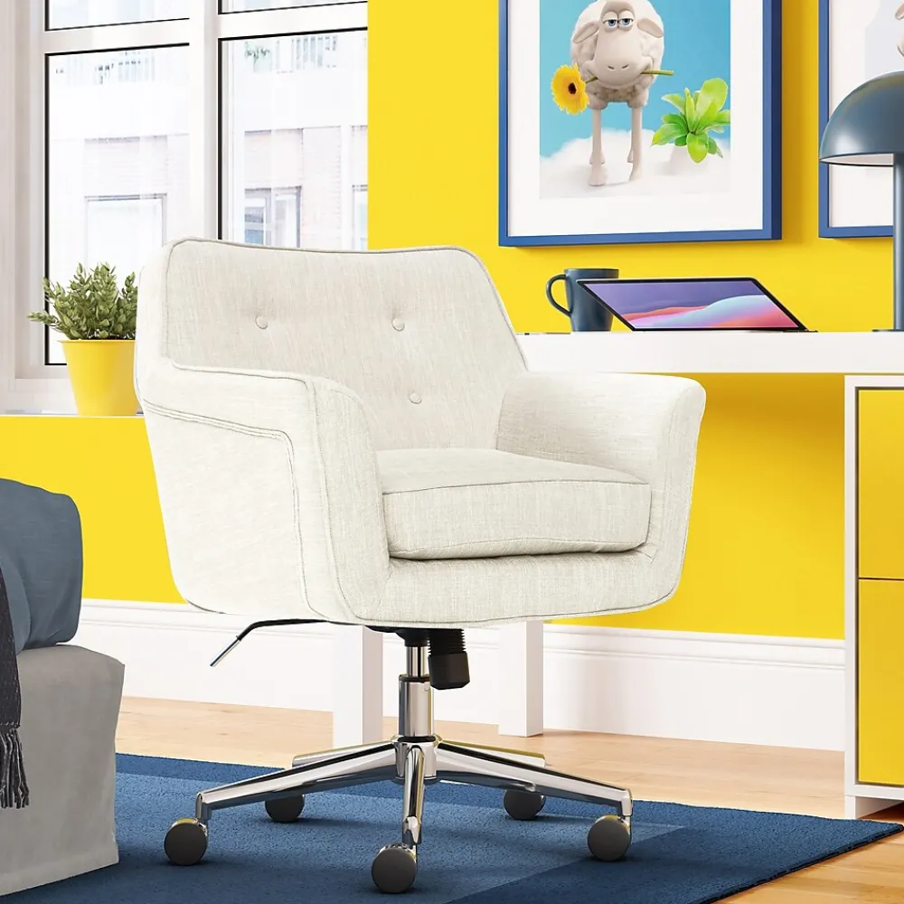 Ergonomic Chairs*Serta Style Ashland Fabric Swivel Computer and Desk Chair, (48372) Ivory