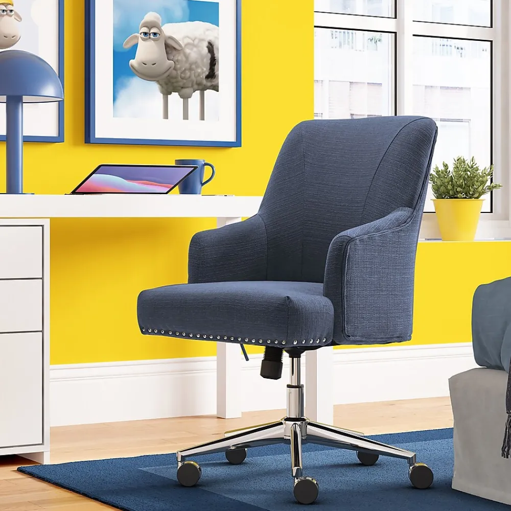 Office Chairs*Serta Style Leighton Fabric Fabric Swivel Computer and Desk Chair, Blue (47925A)