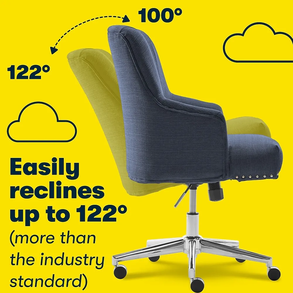 Office Chairs*Serta Style Leighton Fabric Fabric Swivel Computer and Desk Chair, Blue (47925A)
