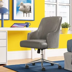 Office Chairs*Serta Style Leighton Faux Leather Swivel Home Office Chair, Gray (47925G)