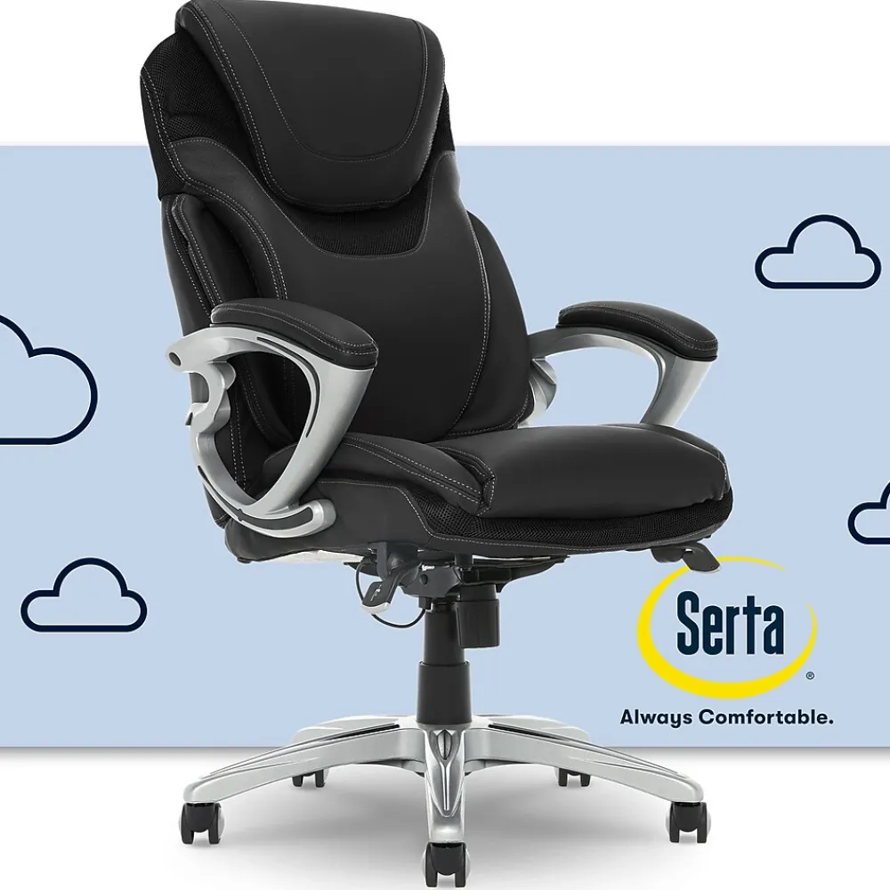 Ergonomic Chairs*Serta Works Bryce Ergonomic Bonded Leather Swivel Executive Chair, (43807A) Black