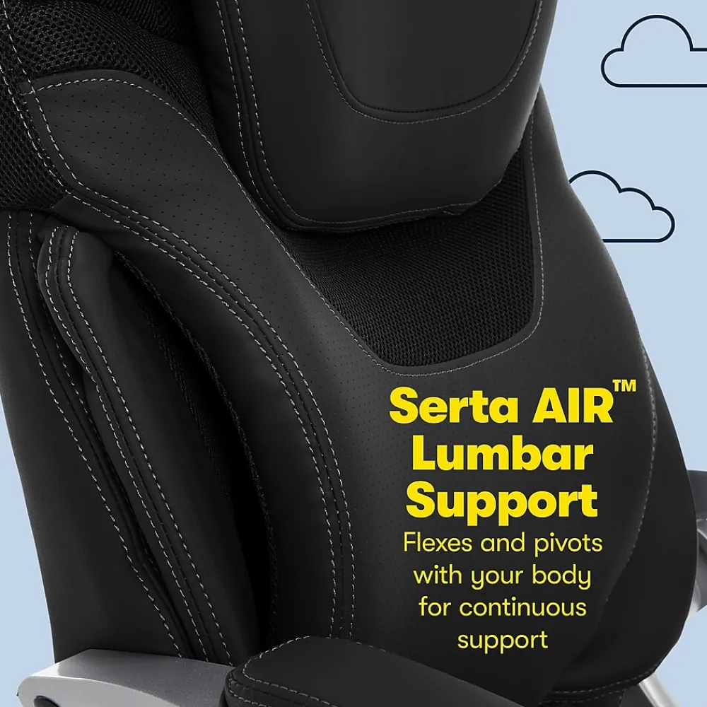Ergonomic Chairs*Serta Works Bryce Ergonomic Bonded Leather Swivel Executive Chair, (43807A) Black