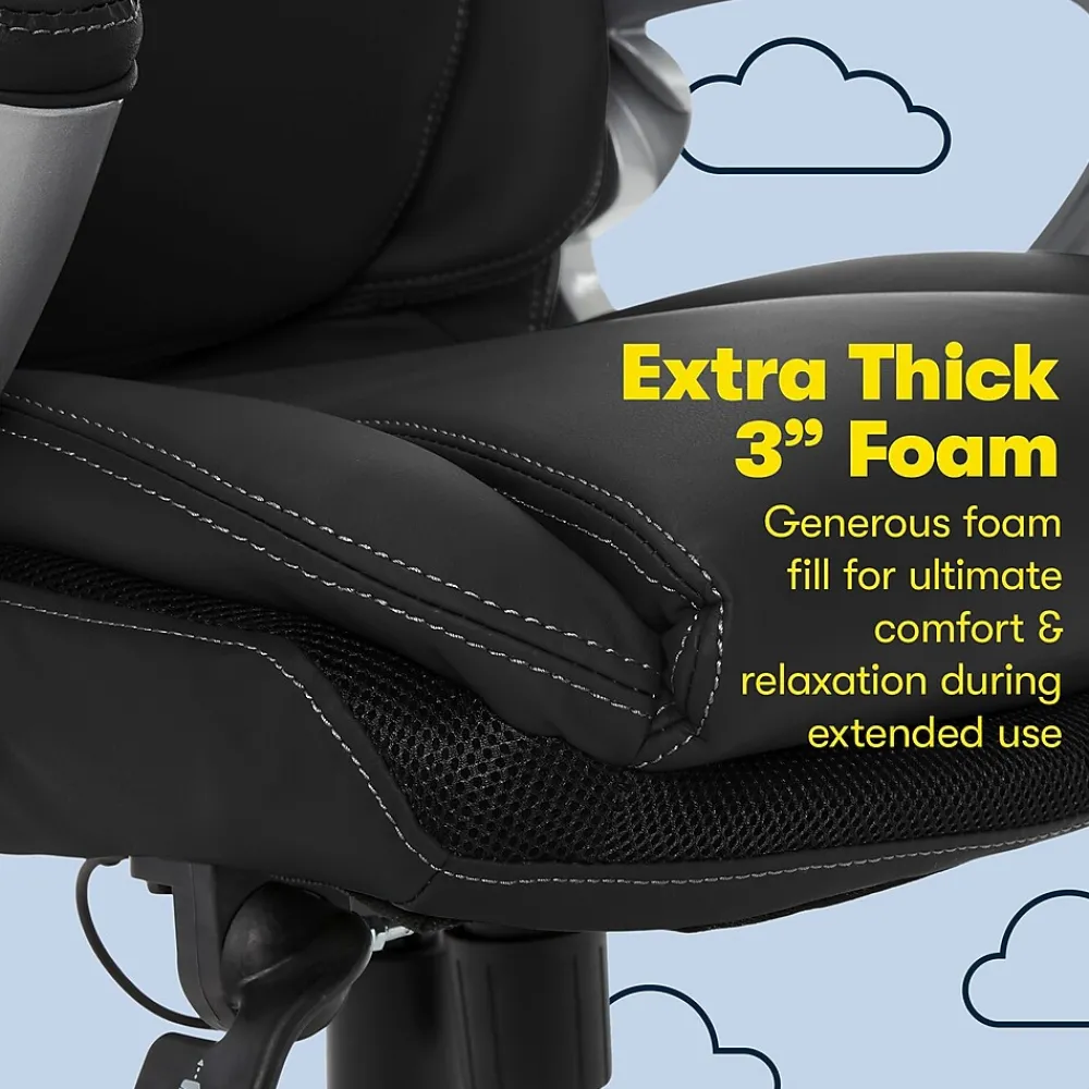 Ergonomic Chairs*Serta Works Bryce Ergonomic Bonded Leather Swivel Executive Chair, (43807A) Black