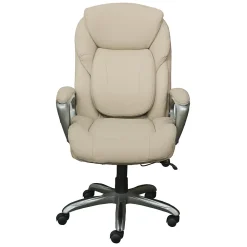 Office Chairs*Serta Works My Fit Ergonomic Bonded Leather Swivel Executive Chair, Ivory (48097A)