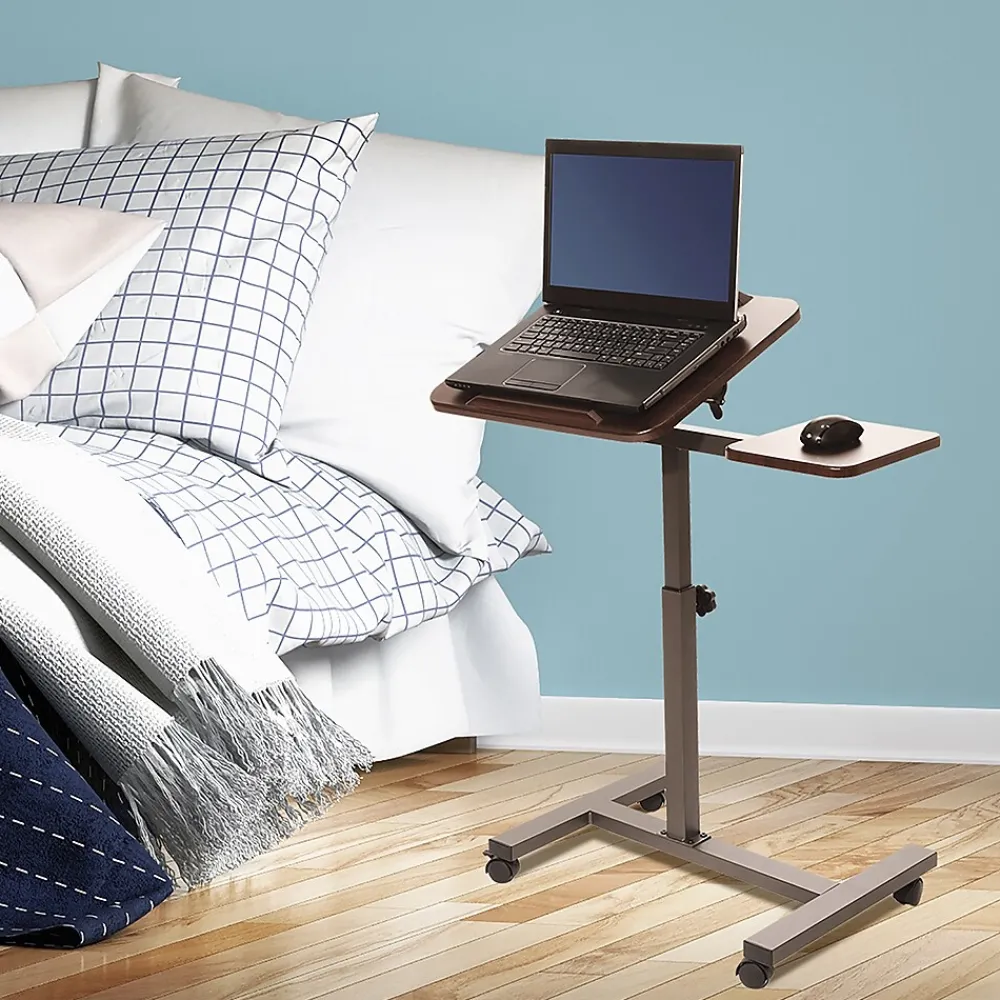 Standing Desks*Seville Classics Airlift 40"H Tilting Sit-Stand Computer Desk Cart with Mouse Pad Table, Walnut (WEB234)