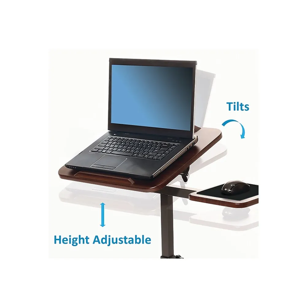 Standing Desks*Seville Classics Airlift 40"H Tilting Sit-Stand Computer Desk Cart with Mouse Pad Table, Walnut (WEB234)