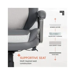 Ergonomic Chairs*Sharper Image S-600 Active Lumbar Ergonomic Bonded Leather Swivel Executive Massage Chair, (60098-GRY) Gray