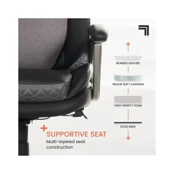 Office Chairs*Sharper Image S-600 Active Lumbar Ergonomic Bonded Leather Swivel Executive Massage Chair, (60098-BLK) Black