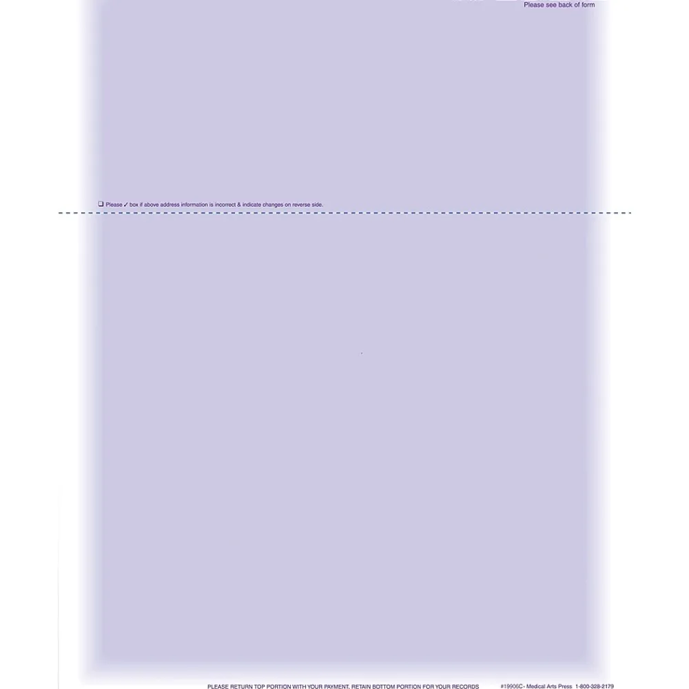 Business Forms*Medical Arts Press Solid Color Laser Statements, Style C, with Credit Card Information, Purple