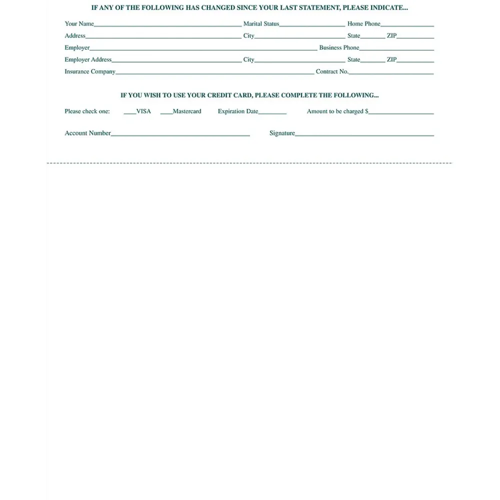 Business Forms*Medical Arts Press Solid Color Laser Statements, Style C, with Credit Card Information, Teal