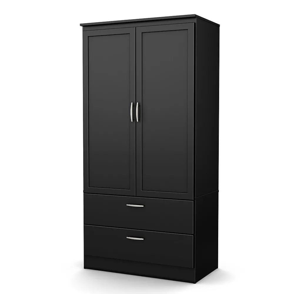 Storage Cabinets*South Shore Acapella Wardrobe Armoire, Pure Black (5370038)