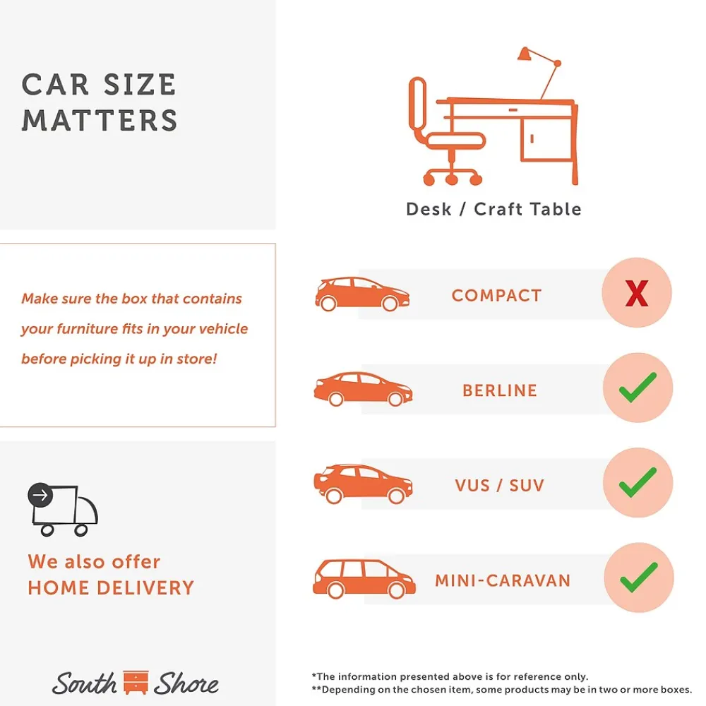 Computer Desks*South Shore Annexe 48"W Home Office Computer Desk, (9053070) Pure White