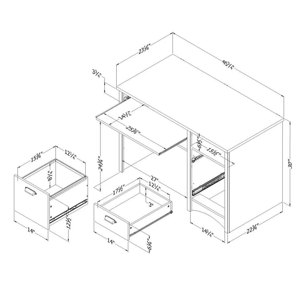 Computer Desks*South Shore Gascony 46"W Desk, (7360070) Pure White