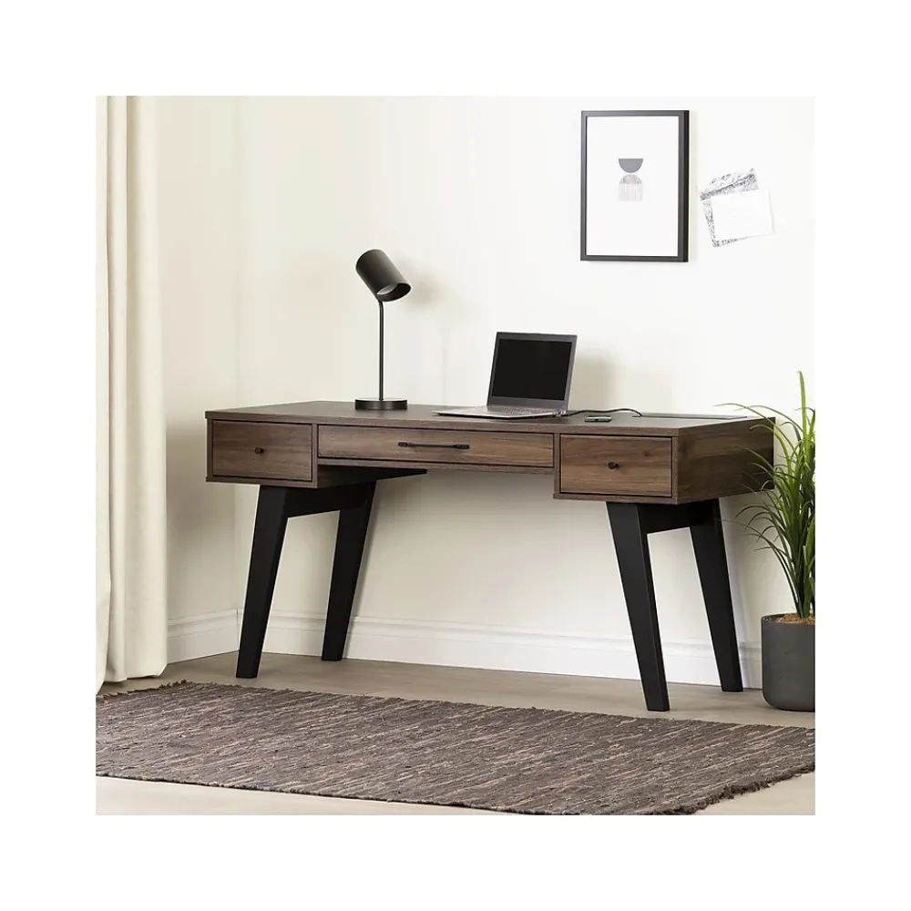 Computer Desks*South Shore Helsy 60"W Computer Desk, Natural Walnut (13306)