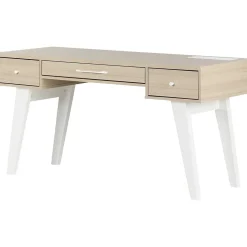 Computer Desks*South Shore Helsy 60"W Computer Desk, Soft Elm/White (13297)