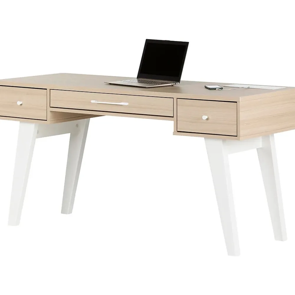 Computer Desks*South Shore Helsy 60"W Computer Desk, Soft Elm/White (13297)