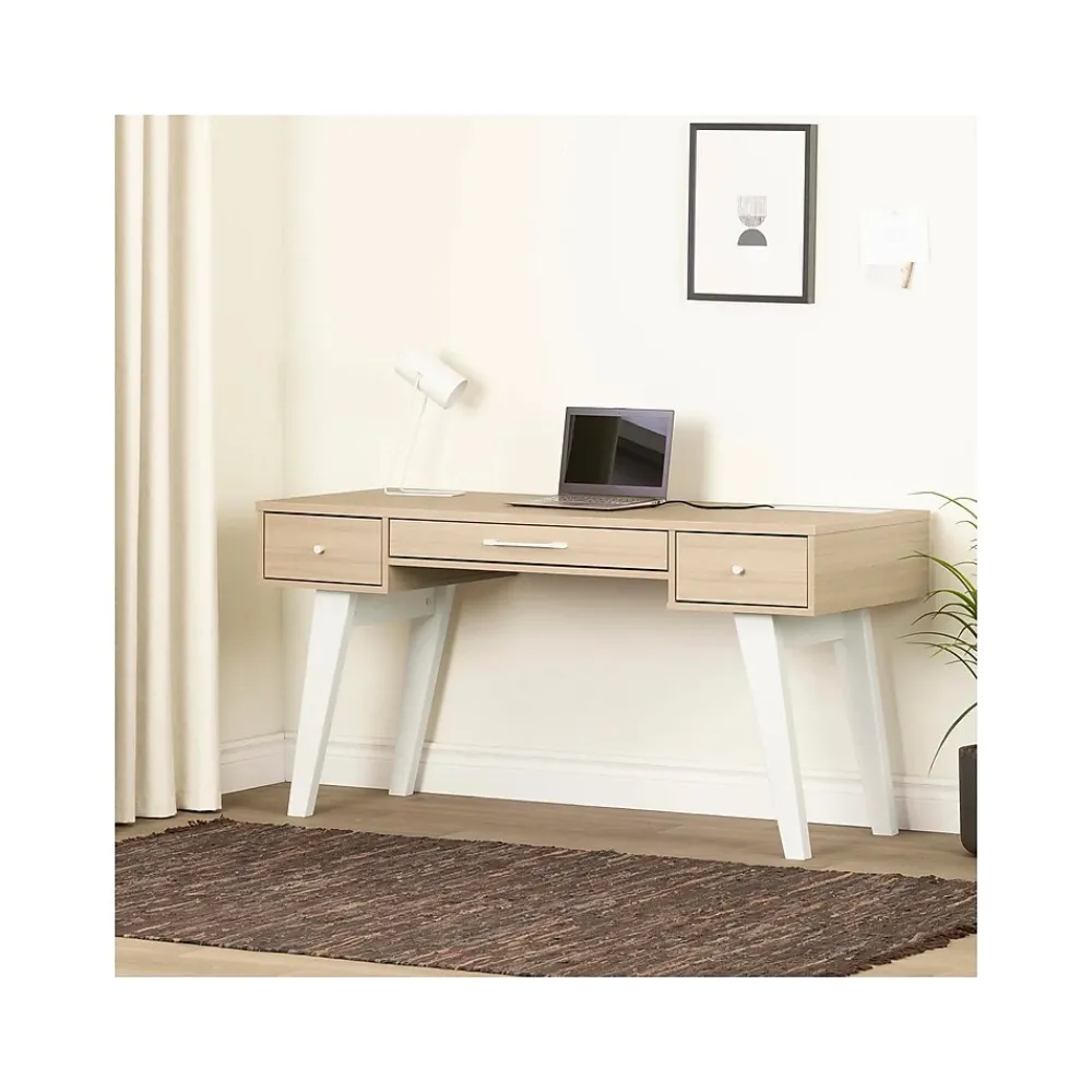 Computer Desks*South Shore Helsy 60"W Computer Desk, Soft Elm/White (13297)