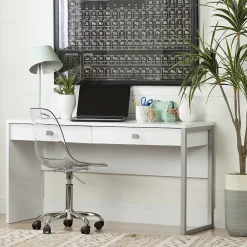 Computer Desks*South Shore Interface Desk with 2 Drawers, White (10536)