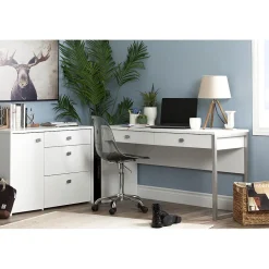 Computer Desks*South Shore Interface Desk with 2 Drawers, White (10536)