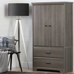 Storage Cabinets*South Shore Versa 2-Door Armoire with Drawers, (10604) Gray Maple