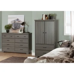 Storage Cabinets*South Shore Versa 2-Door Armoire with Drawers, (10604) Gray Maple