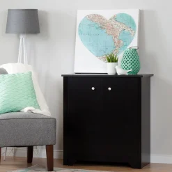 Storage Cabinets*South Shore Vito Small 2-Door Storage Cabinet, Pure Black (10329)