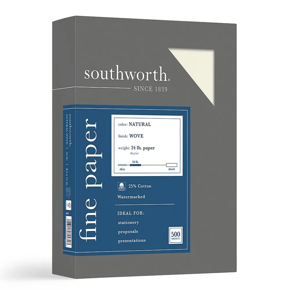 Resume Paper*Southworth 8.5" x 11" Business Paper, 24 lbs., 100 Brightness, 500/Box (404NC)