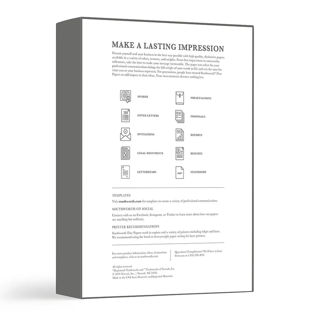 Resume Paper*Southworth 8.5" x 11" Business Paper, 24 lbs., 100 Brightness, 500/Box (404NC)