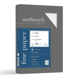Resume Paper*Southworth 8.5" x 11" Business Paper, 32 Lbs., Linen, 250/Box (J558C)