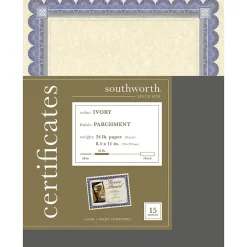 Awards & Certificates*Southworth Certificates, 8.5" x 11", Ivory, 15/Pack (CT1R)