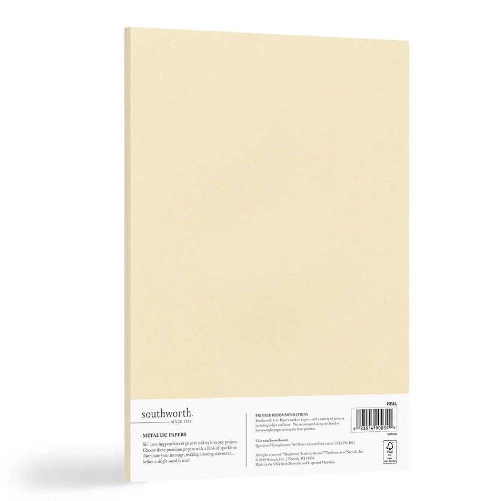 Multipurpose Paper*Southworth Metalo Paper, 8.5" x 11", 31 lb., Butter Cream, 50/Pack (P854L)