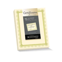 Awards & Certificates*Southworth Premium Spiro Design Certificates, 8.5" x 11", Ivory/Gold, 15/Pack (CTP2V)
