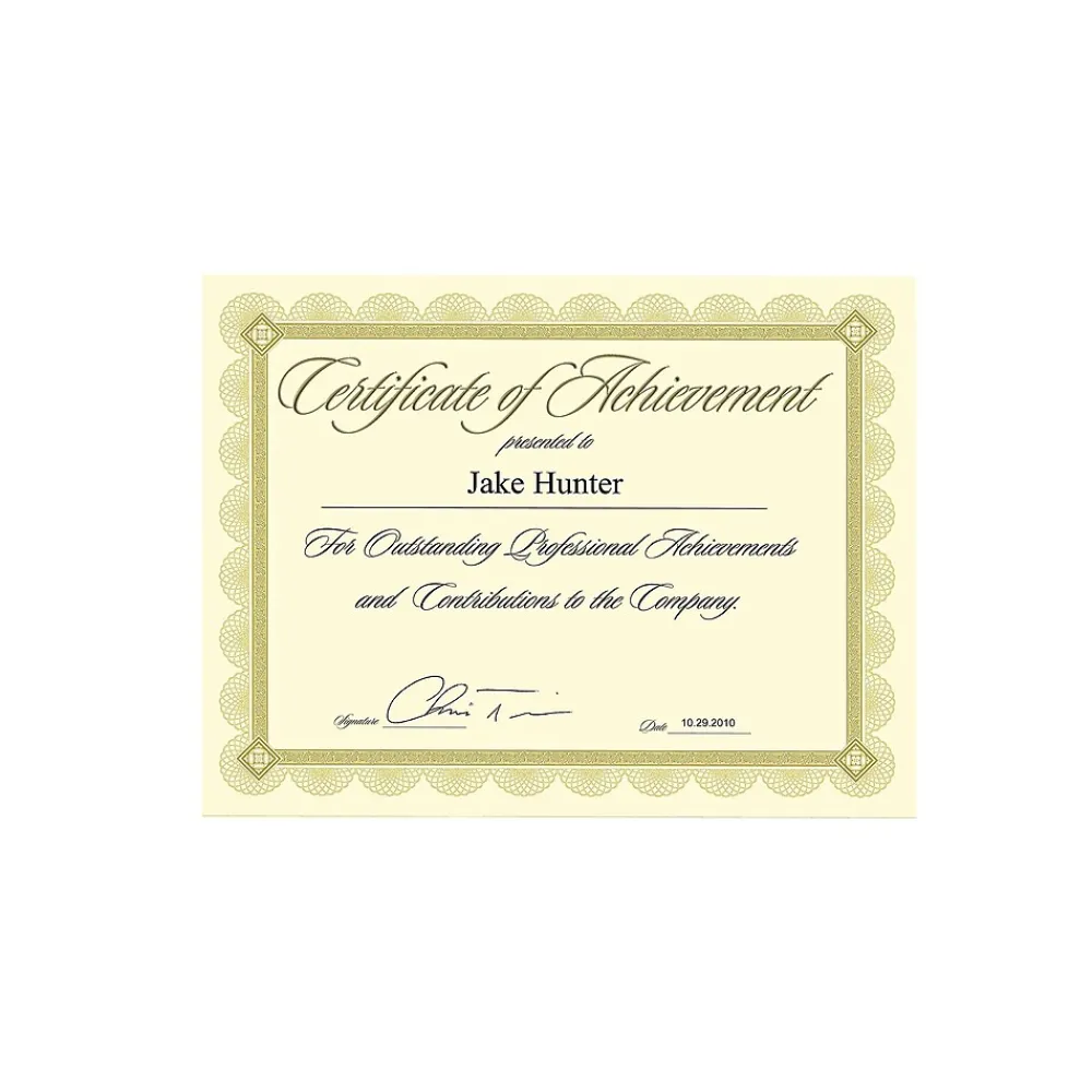 Awards & Certificates*Southworth Premium Spiro Design Certificates, 8.5" x 11", Ivory/Gold, 15/Pack (CTP2V)