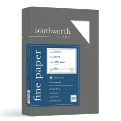 Resume Paper*Southworth 8.5"W x 11"L Business Paper, 20 lbs., Wove Finish, 500/Box (13C)