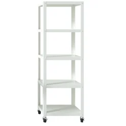 Bookcases*Space Solutions Ready-to-assemble 72-inch High Mobile 5-Shelf Bookcase, White