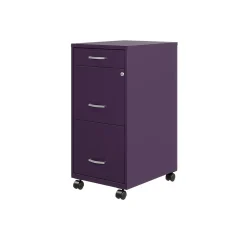 File Cabinets*Space Solutions SOHO Organizer 3-Drawer Mobile Vertical File Cabinet, Letter Size, Lockable, Midnight Purple (25285)