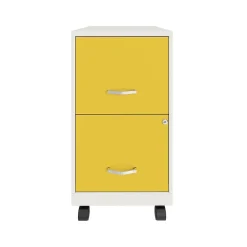 File Cabinets*Space Solutions SOHO Smart File 2-Drawer Mobile Vertical File Cabinet, Letter Size, Lockable, Pearl White/Goldfinch (25337)