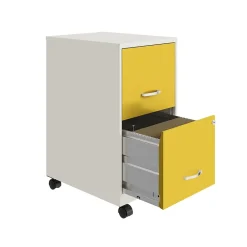 File Cabinets*Space Solutions SOHO Smart File 2-Drawer Mobile Vertical File Cabinet, Letter Size, Lockable, Pearl White/Goldfinch (25337)