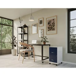 File Cabinets*Space Solutions SOHO Smart File 2-Drawer Mobile Vertical File Cabinet, Letter Size, Lockable, Pearl White/Navy (25335)