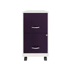 File Cabinets*Space Solutions SOHO Smart File 2-Drawer Mobile Vertical File Cabinet, Letter Size, Lockable, Pearl White/Midnight Purple(25336)