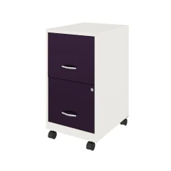 File Cabinets*Space Solutions SOHO Smart File 2-Drawer Mobile Vertical File Cabinet, Letter Size, Lockable, Pearl White/Midnight Purple(25336)