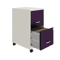 File Cabinets*Space Solutions SOHO Smart File 2-Drawer Mobile Vertical File Cabinet, Letter Size, Lockable, Pearl White/Midnight Purple(25336)
