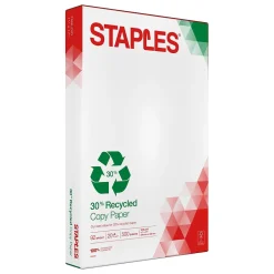 Copy Paper*Staples 30% Recycled 11" x 17" Copy Paper, 20 lbs., 92 Brightness, 500/Ream (112390)