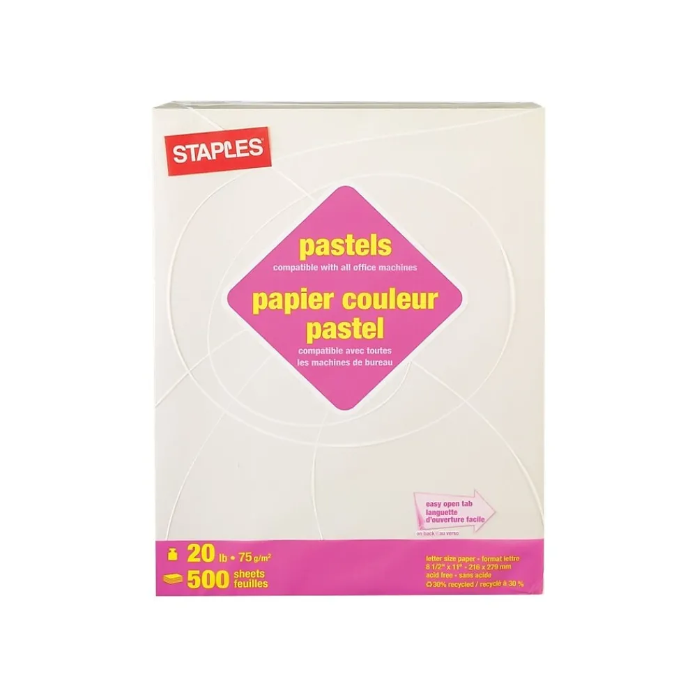 Multipurpose Paper*Staples 30% Recycled Pastel Multipurpose Paper, 20 lbs., 8.5" x 11", Cream, 500/Ream (14789)