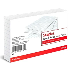Index Cards*Staples 3" x 5" Index Cards, Graph Ruled, White, 100/Pack (TR50996)