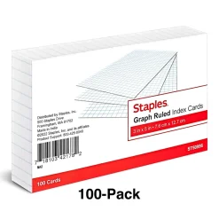 Index Cards*Staples 3" x 5" Index Cards, Graph Ruled, White, 100/Pack (TR50996)