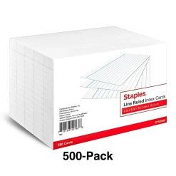 Index Cards*Staples 4" x 6" Index Cards, Lined, White, 500/Pack (TR50989)