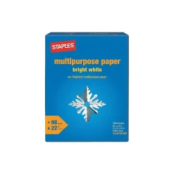 Multipurpose Paper*Staples 8.5" x 11" Multipurpose Paper, 22 lbs., 98 Brightness, 500/Ream (22098)