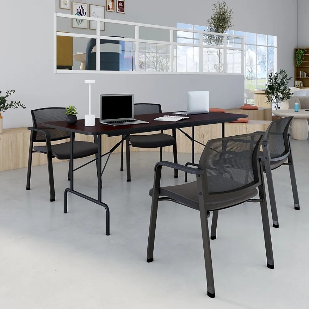 Folding Tables*Staples 6' x 30" Wooden Heavy Duty Folding Table, Walnut (58366)