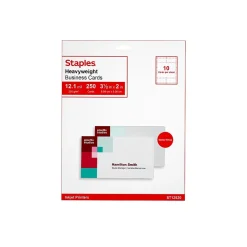 Business Cards*Staples ® Business Cards, 3.5" x 2", Matte White, 250/Pack (ST12520)
